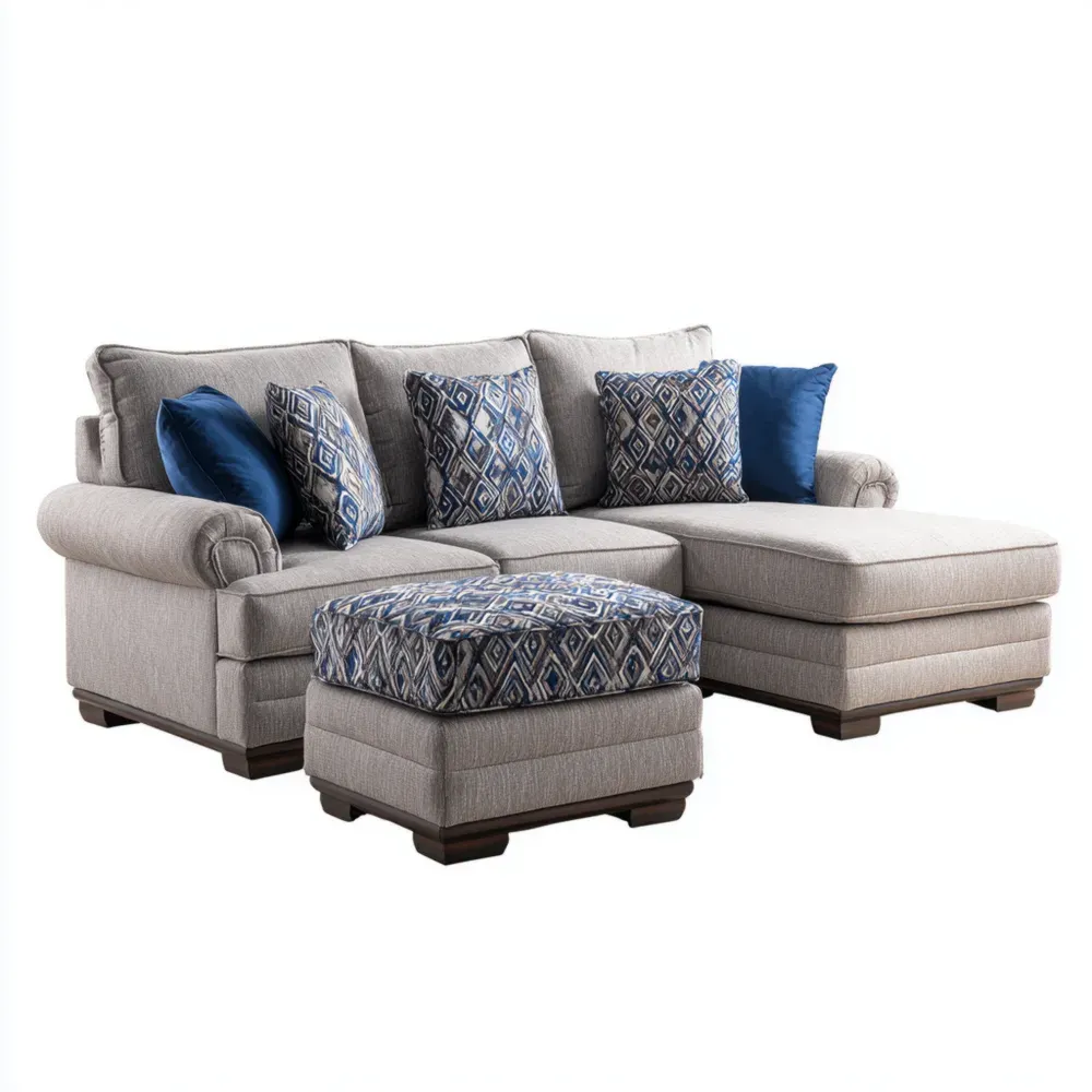 Conjunto de sofás de esquina 250x150x90 cm - Gris Claro - Diseño Moderno