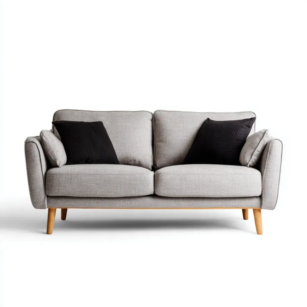 Sofá de dos plazas 150x85x80 cm Tapizado en tela – Gris Claro – Diseño Moderno