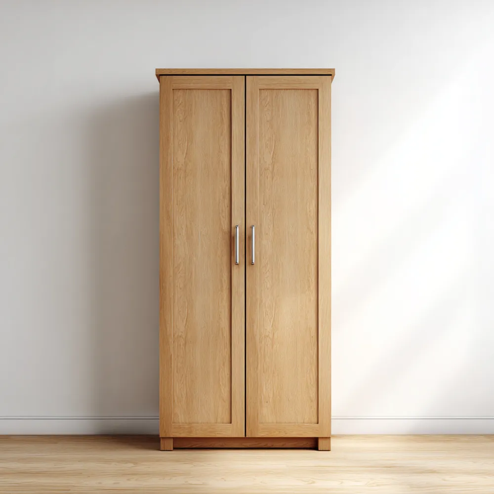Armario de Madera 80x50x180 cm con Puertas Dobles - Roble Claro - Diseño Clásico