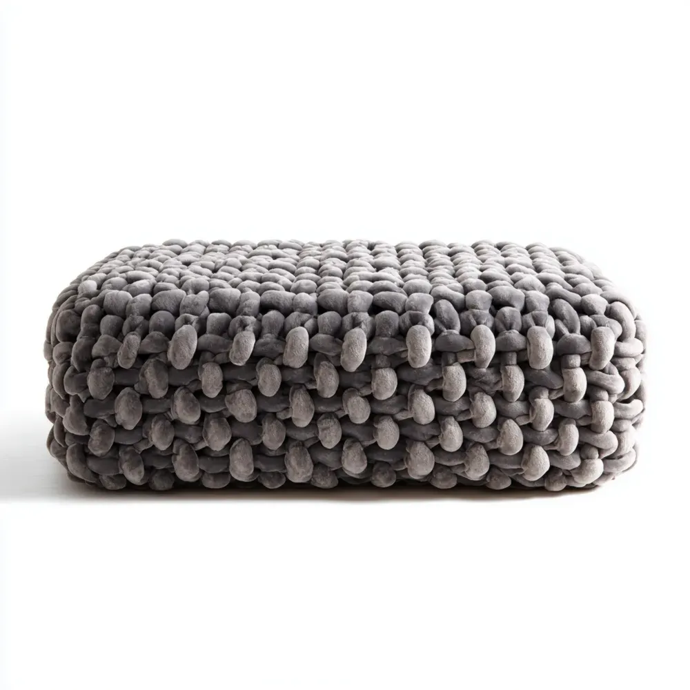 Puf Trenzado Tela 90x50x30 cm – Gris – Diseño Moderno