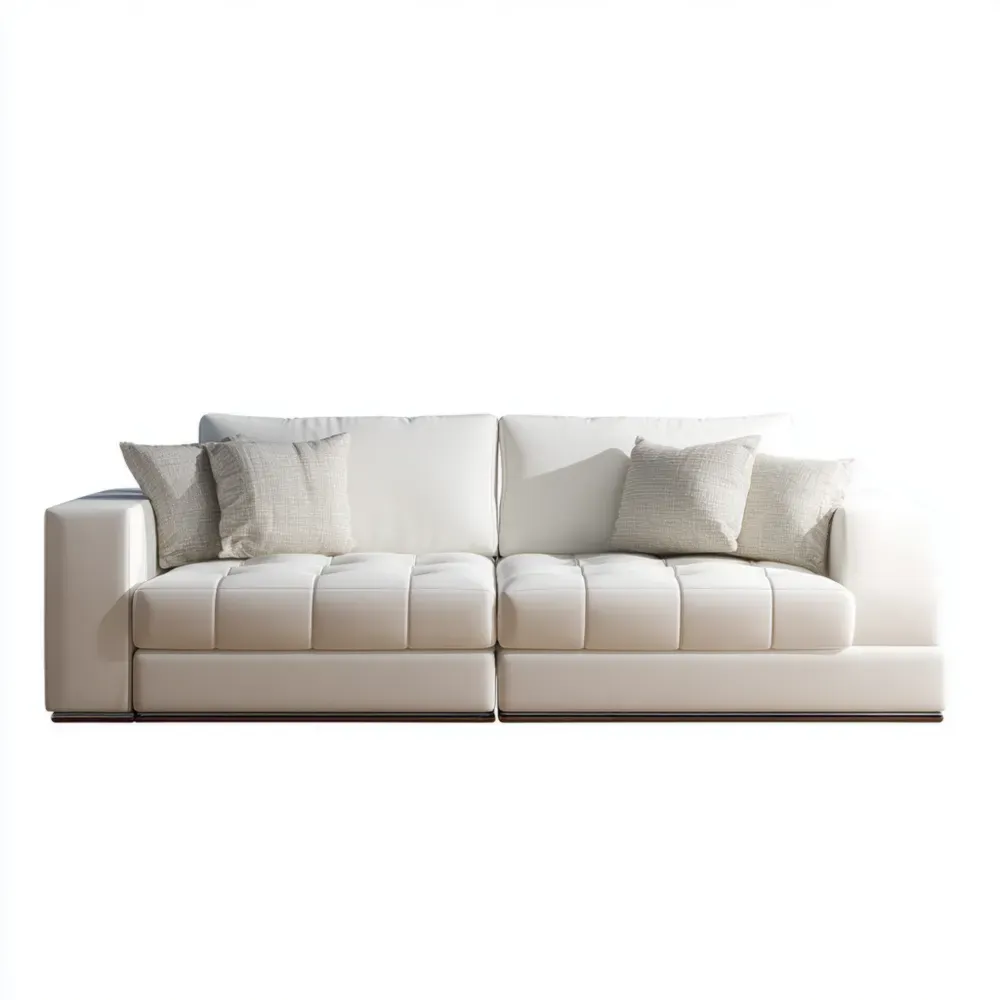 Sofá tapizado en cuero sintético 220x90x85 cm – Blanco – Estilo Contemporáneo