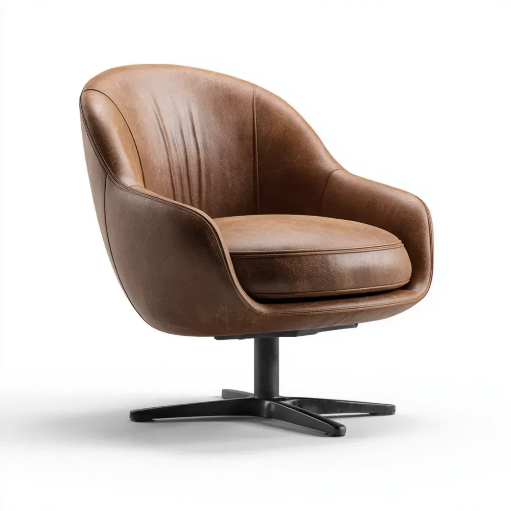 Sillón de Cuero 75x80x70 cm - Marrón - Diseño Contemporáneo