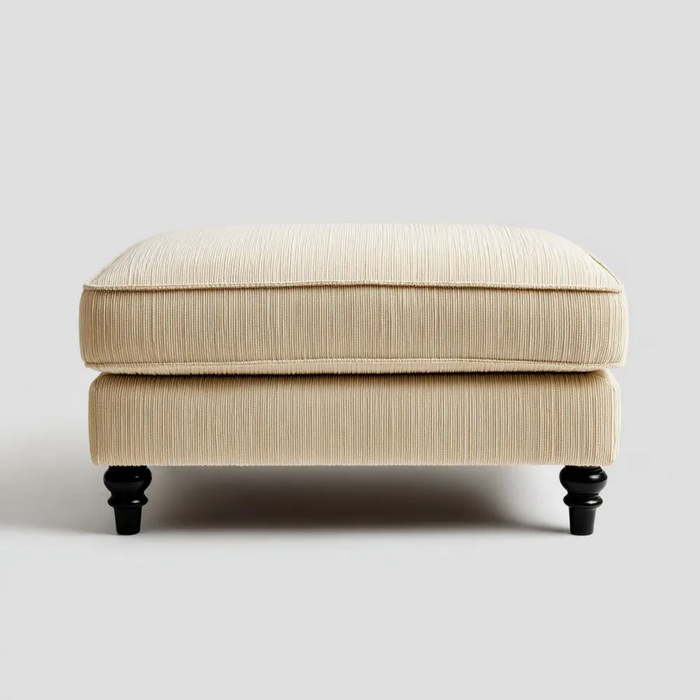 Reposapiés tapizado chenilla Beige 80x60x45 cm - Diseño clásico