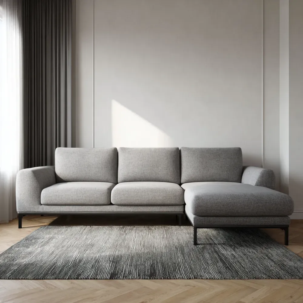 Sofá seccional moderno 280x150x80 cm – Gris Claro – Diseño contemporáneo