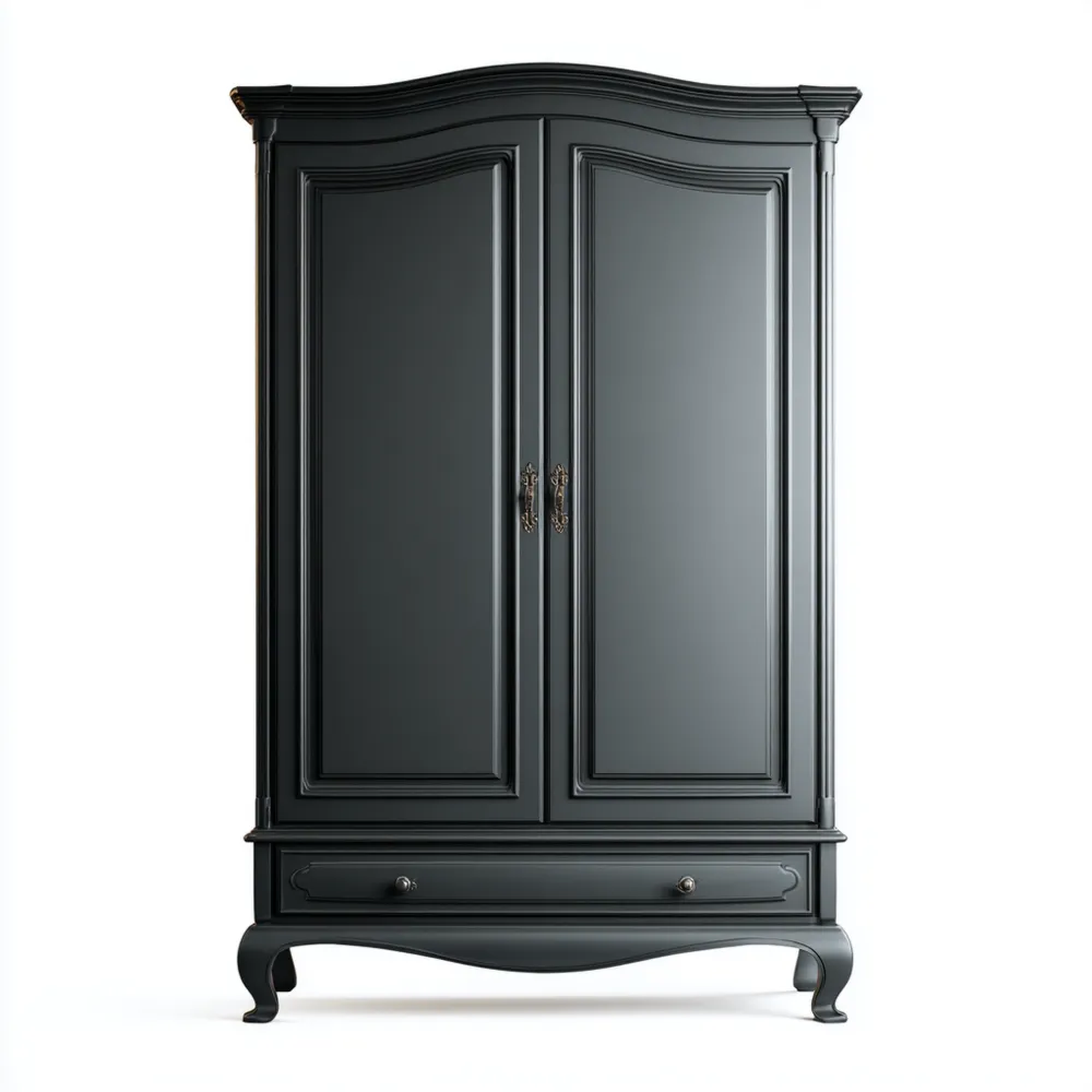 Armario de Madera Maciza 180x100x50 cm - Negro - Estilo Clásico