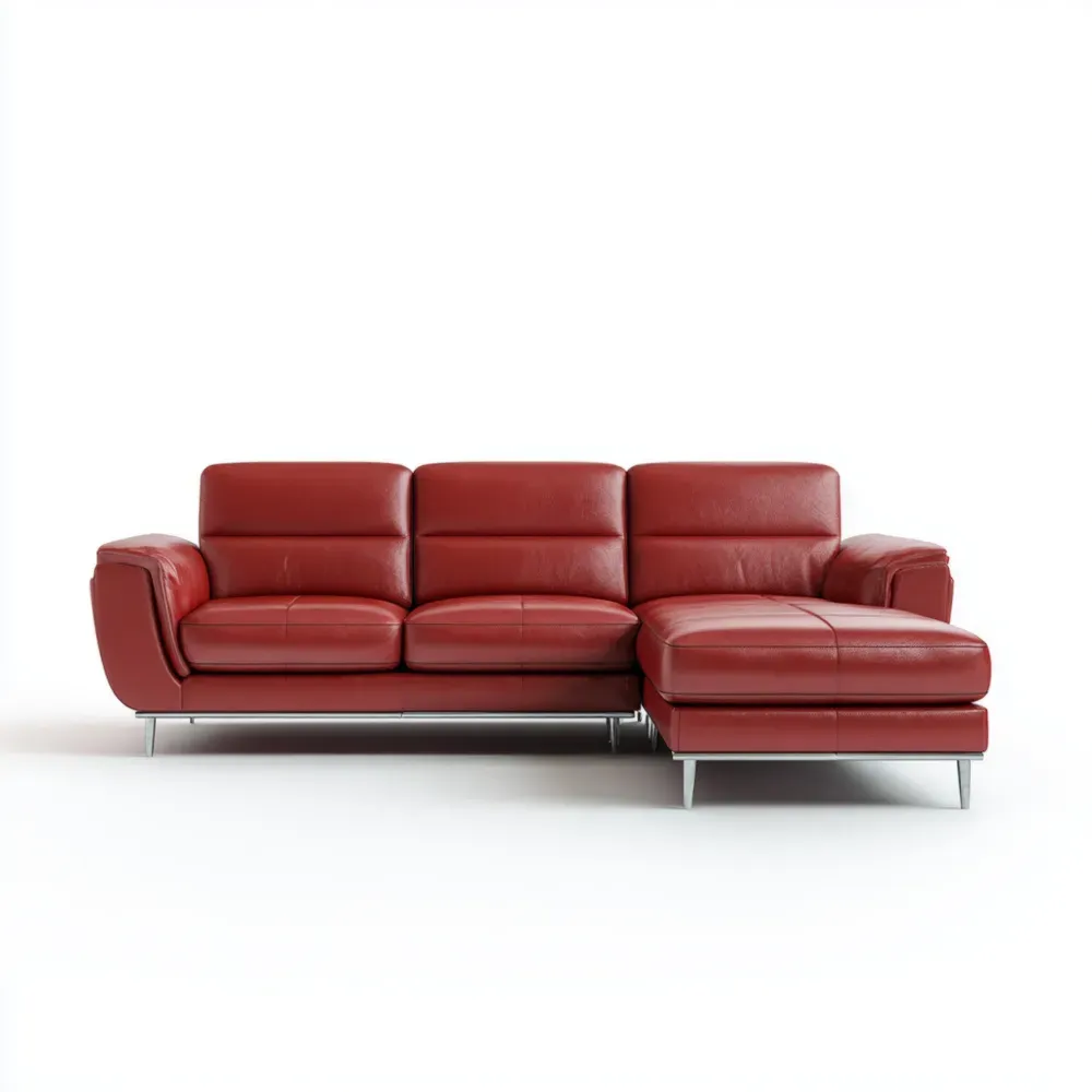 Sofá de esquina en cuero 250x90x85 cm – Rojo