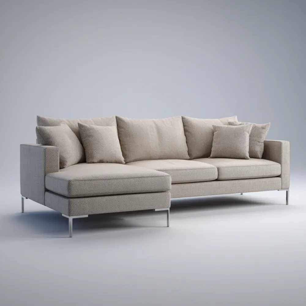 Sofá seccional de tela 250x90x85 cm – Beige – Diseño contemporáneo