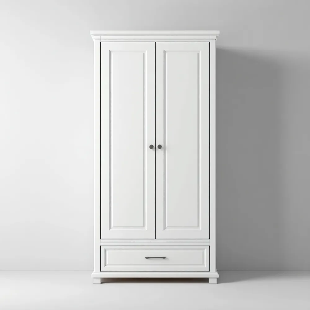 Armario de madera con dos puertas 180x80x50 cm – Blanco – Estilo clásico