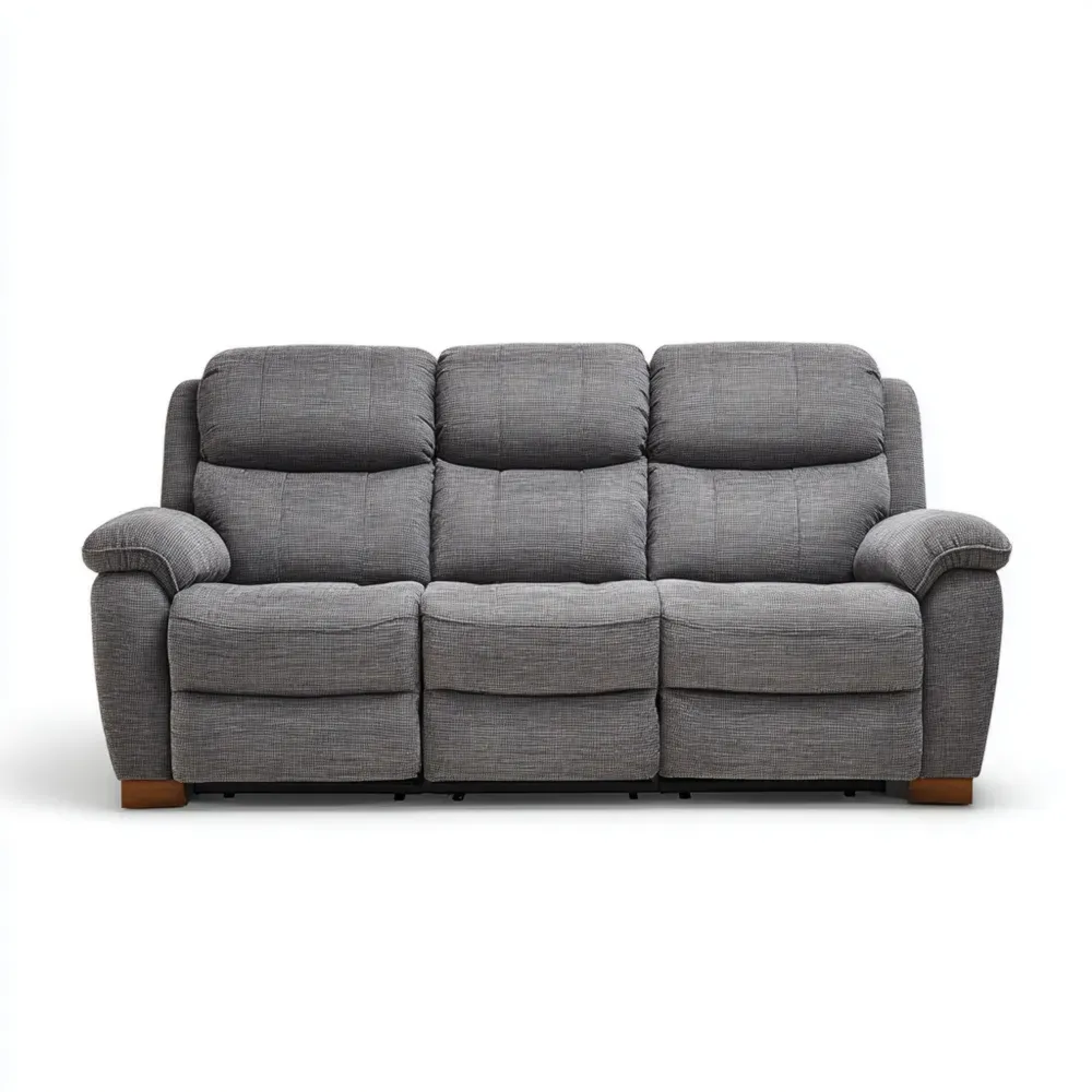 Sofá Reclinable 3 Plazas 200x90x100 cm Tela Gris Claro - Diseño Confortable