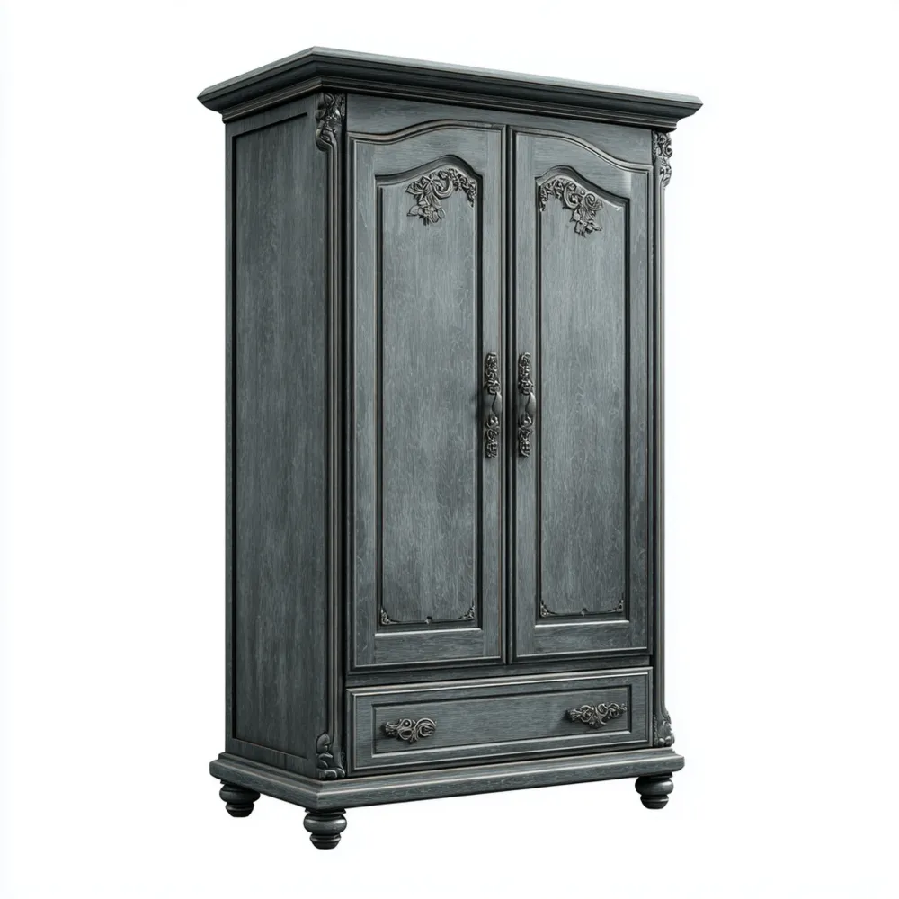 Armario de Madera Maciza 180x90x50 cm - Gris Oscuro - Diseño Clásico