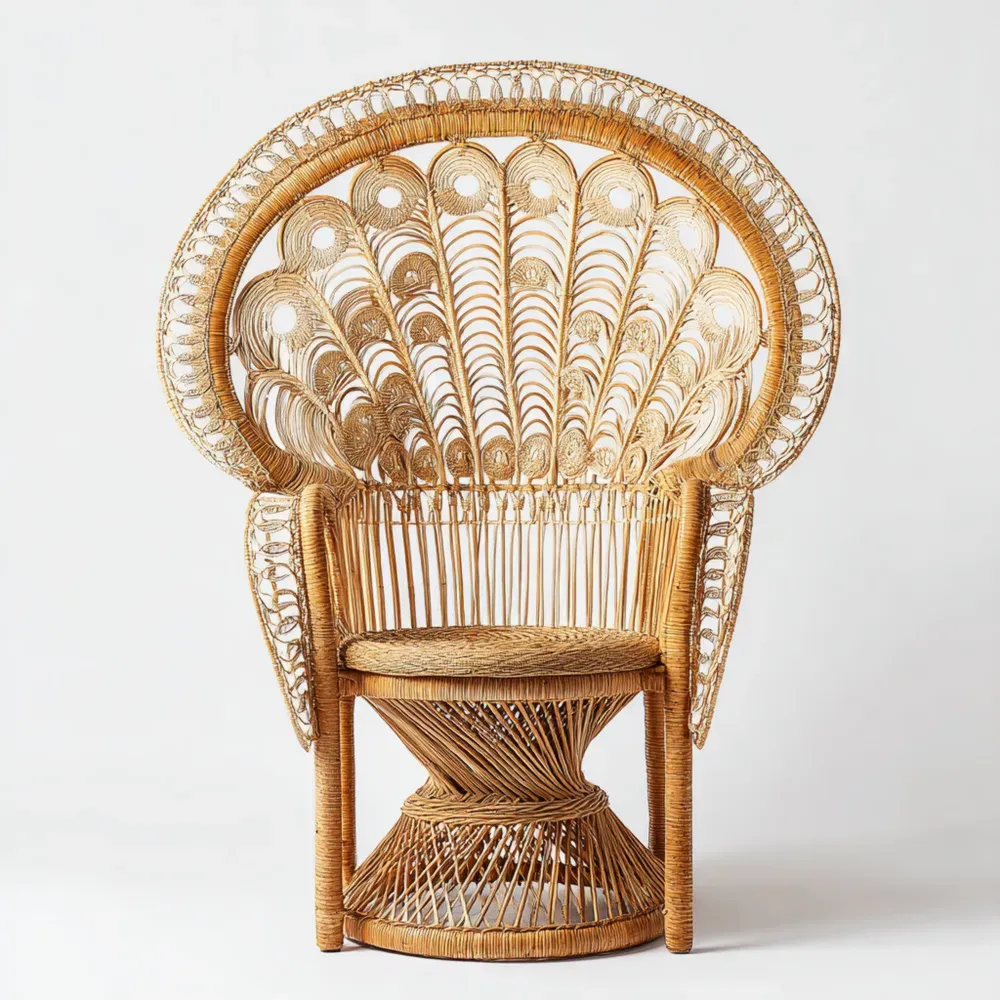 Silla de mimbre decorativa 105x65x57 cm – Marrón – Estilo bohemio