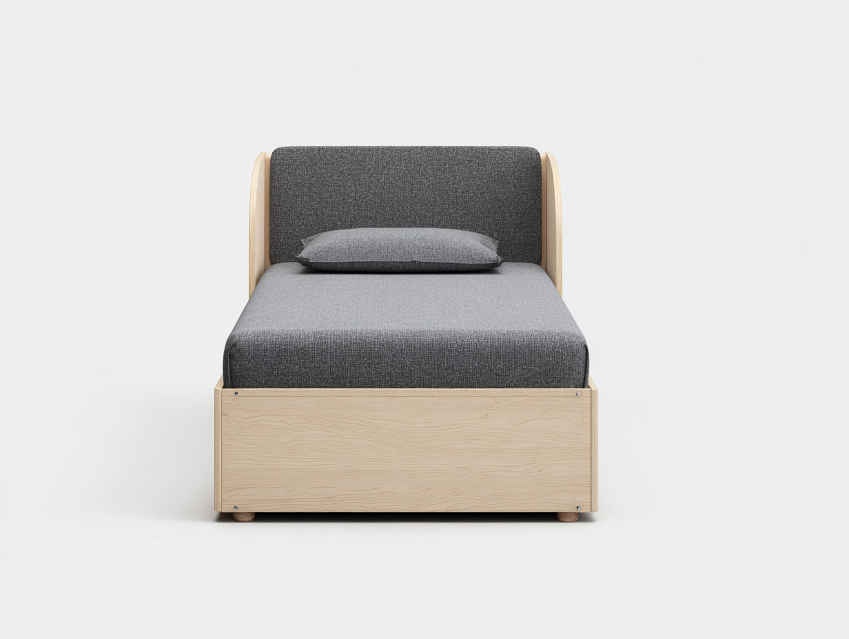 Einzelbett Holzwerkstoff 200x90x95 cm - Natur-Grau - Modernes Design für Schlafzimmer-Loftgetmart