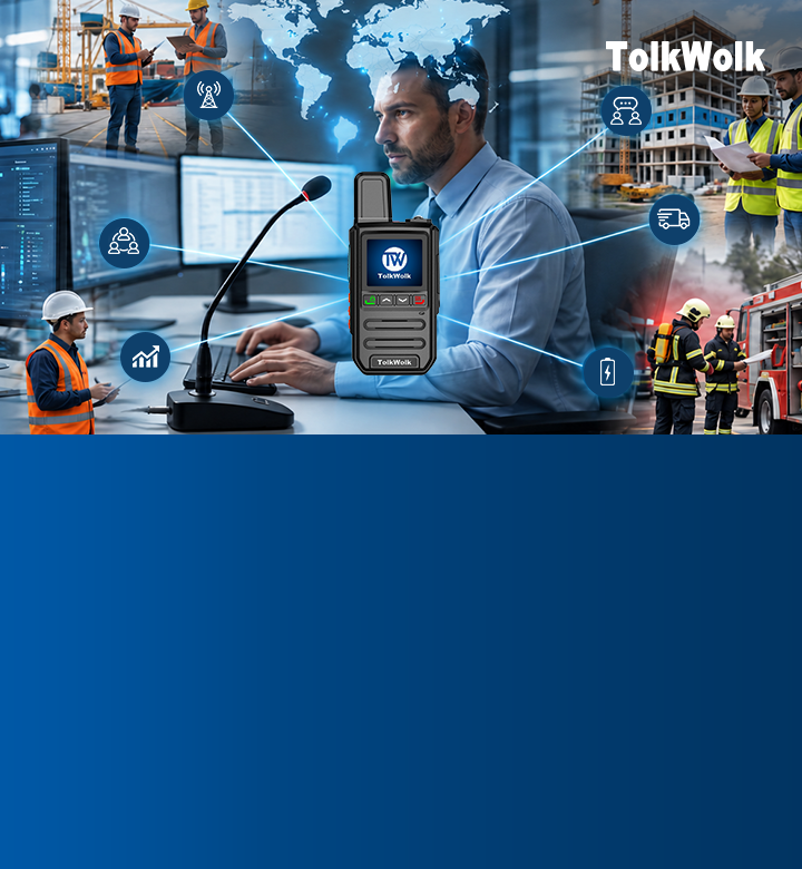 TolkWolk long range walkie talkies for instant team communication across dispatch centers, construction sites, and emergency response teams