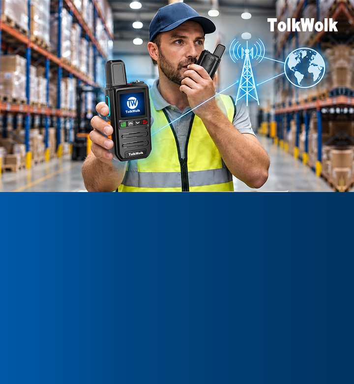 TolkWolk long range walkie talkies for warehouse logistics and global communication with no monthly subscription fees