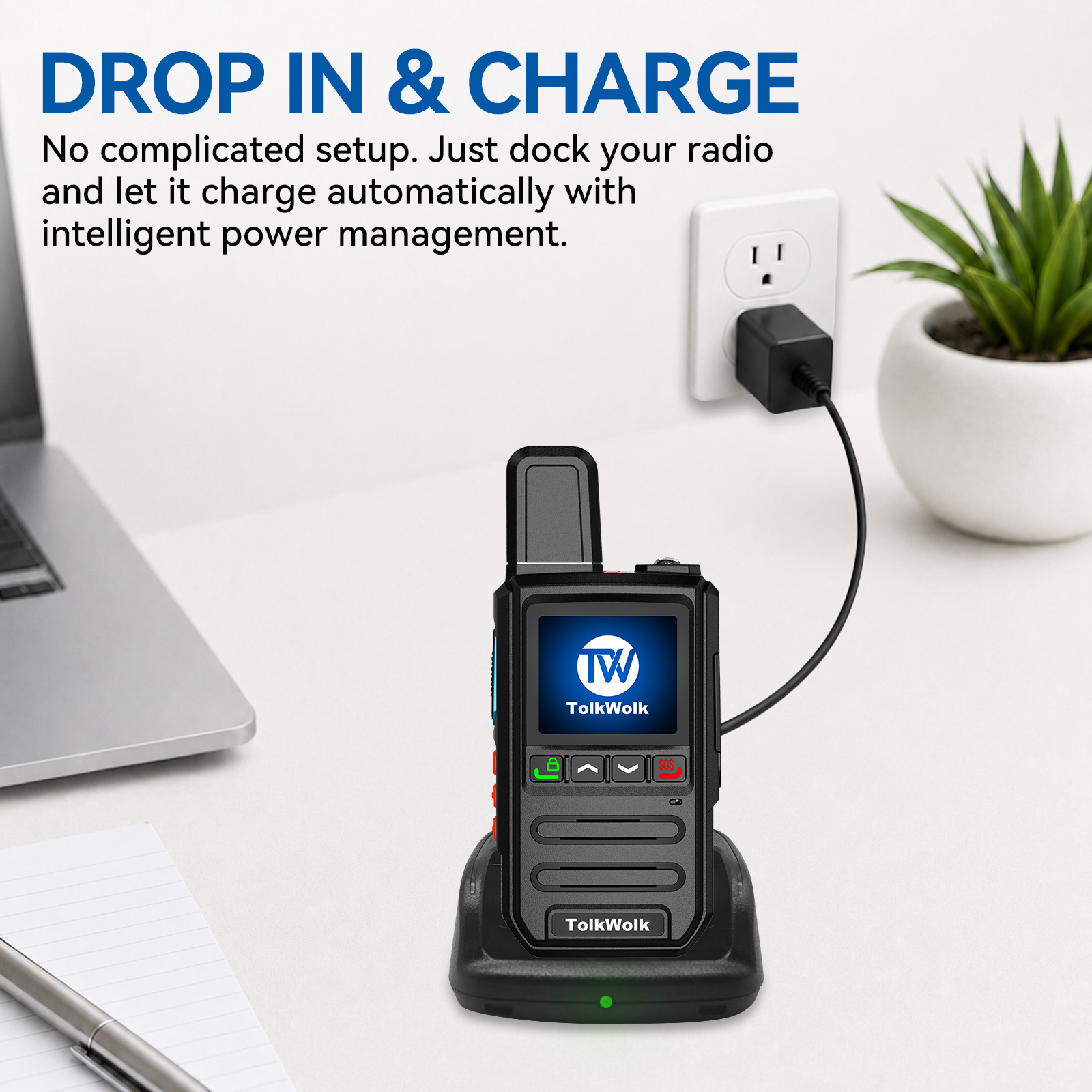 TolkWolk G16 Desktop Charging Dock Base - Fast & Stable Charging Station for G16 Walkie Talkie