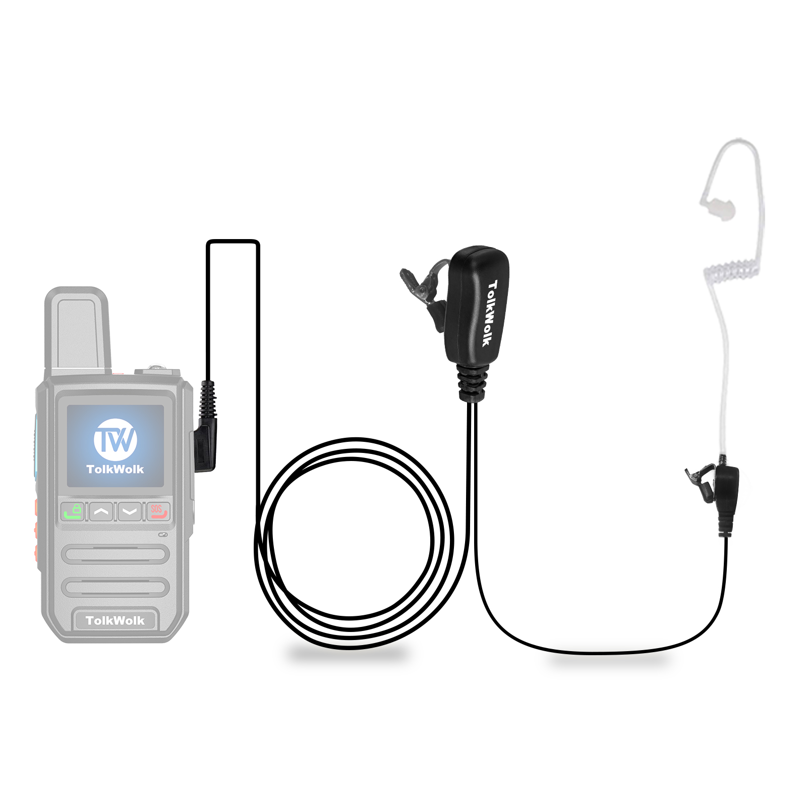 TolkWolk FBI Style Tactical Air Tube Earpiece, Single Ear Surveillance Communication Headset