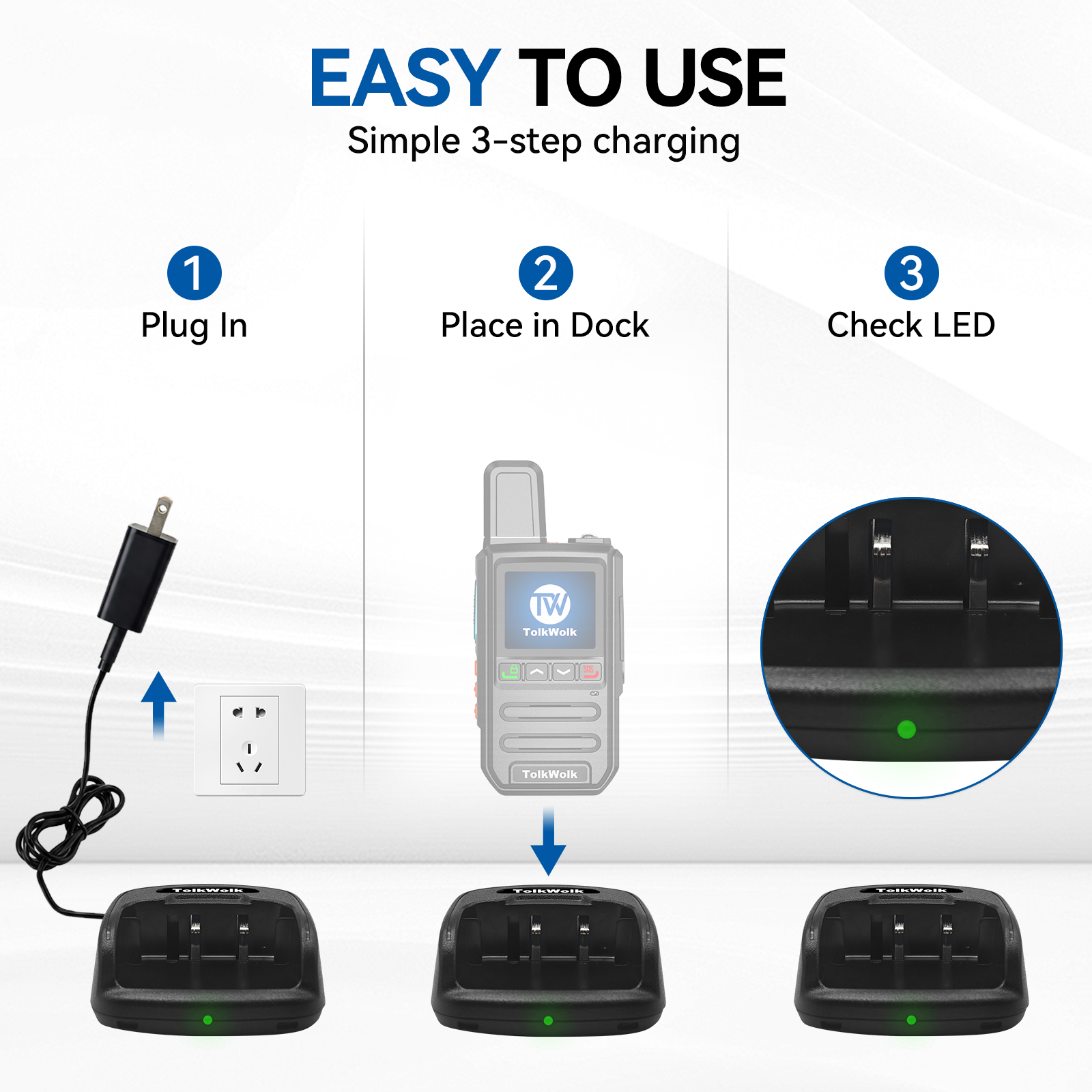 TolkWolk G16 Desktop Charging Dock Base - Fast & Stable Charging Station for G16 Walkie Talkie