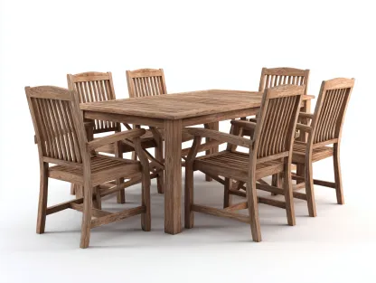 Conjuntos de comedor de jardín de madera 180x90x75 cm - marrón - diseño natural exterior-Luxegomart