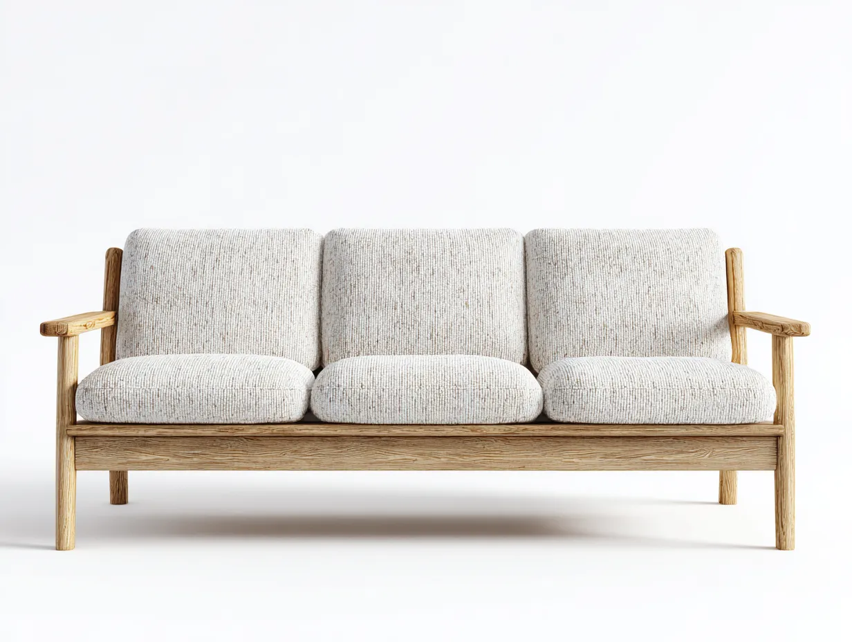 Sofás 3 plazas madera 210x85x80 cm beige escandinavo salón natural-Luxegomart