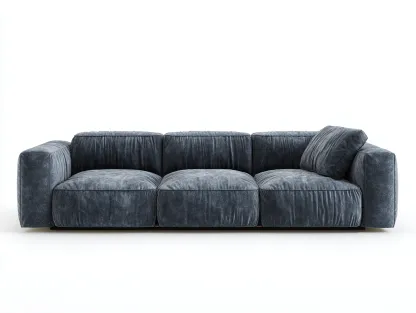 Sofás 3 plazas tela 220x95x80 cm gris oscuro moderno salón amplio-Luxegomart