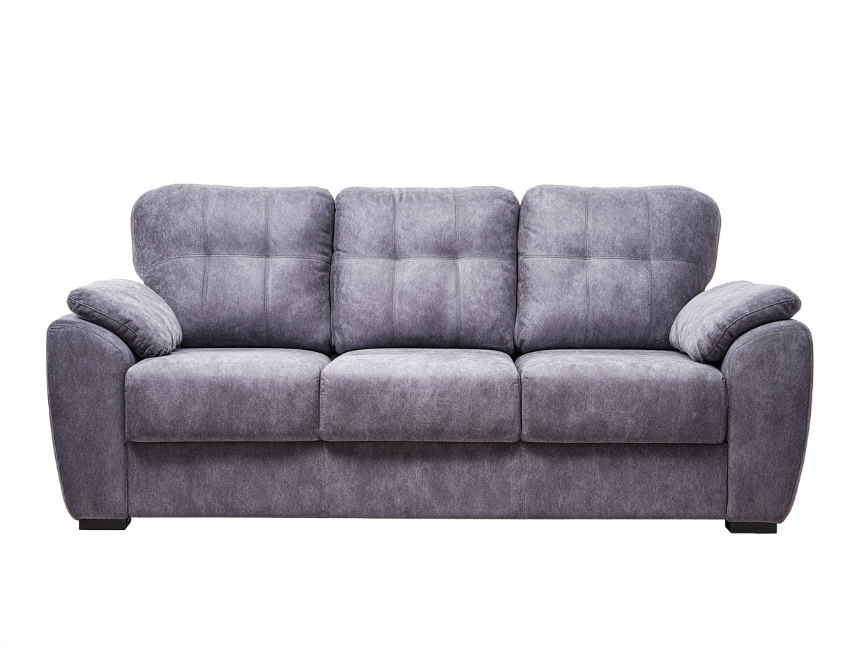 Sofá 3 plazas tela 215x95x90 cm color gris oscuro para salón diseño moderno-Luxegomart