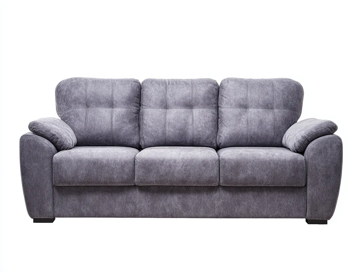 Sofá 3 plazas tela 215x95x90 cm color gris oscuro para salón diseño moderno-Luxegomart