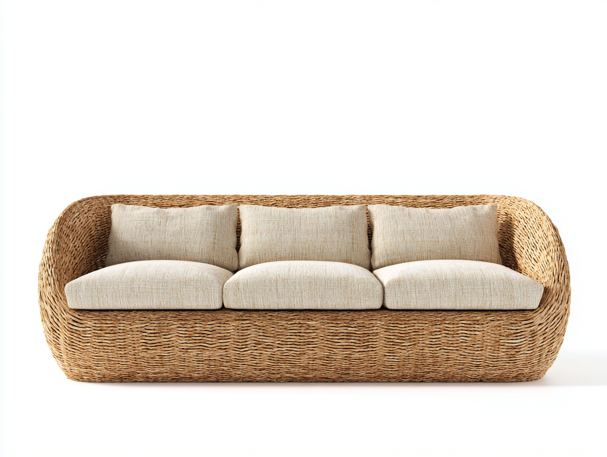 Sofás de exterior 210x85x75 cm - ratán sintético beige - diseño natural para jardín y terraza-Luxegomart