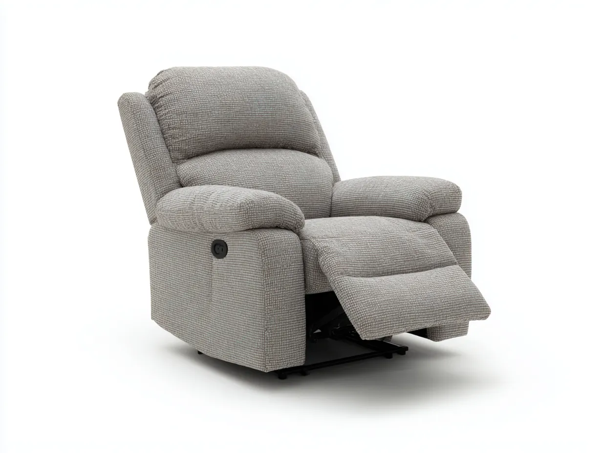 Sillones reclinables tela 90x95x105 cm color beige apto para salón diseño moderno con reposapiés-Luxegomart