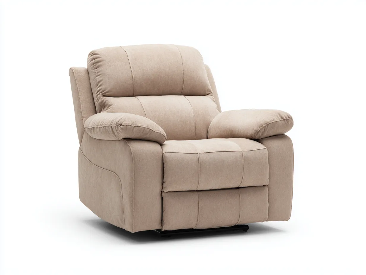 Sillón reclinable tela 90x95x105 cm color beige para salón diseño moderno-Luxegomart