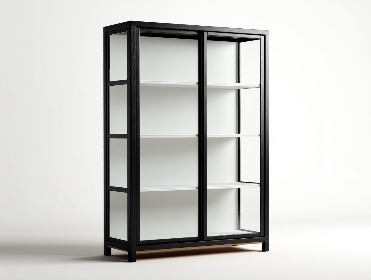 Vitrinen Glas Metall 120x40x160 cm - Schwarz - Modernes Design für Esszimmer-Roomgobay