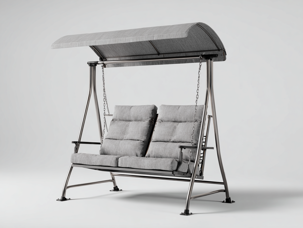 Gartenschaukeln Metall Textil 170x120x165 cm - Grau - Mit Sonnendach - Modernes Design für Garten und Terrasse-Roomgobay