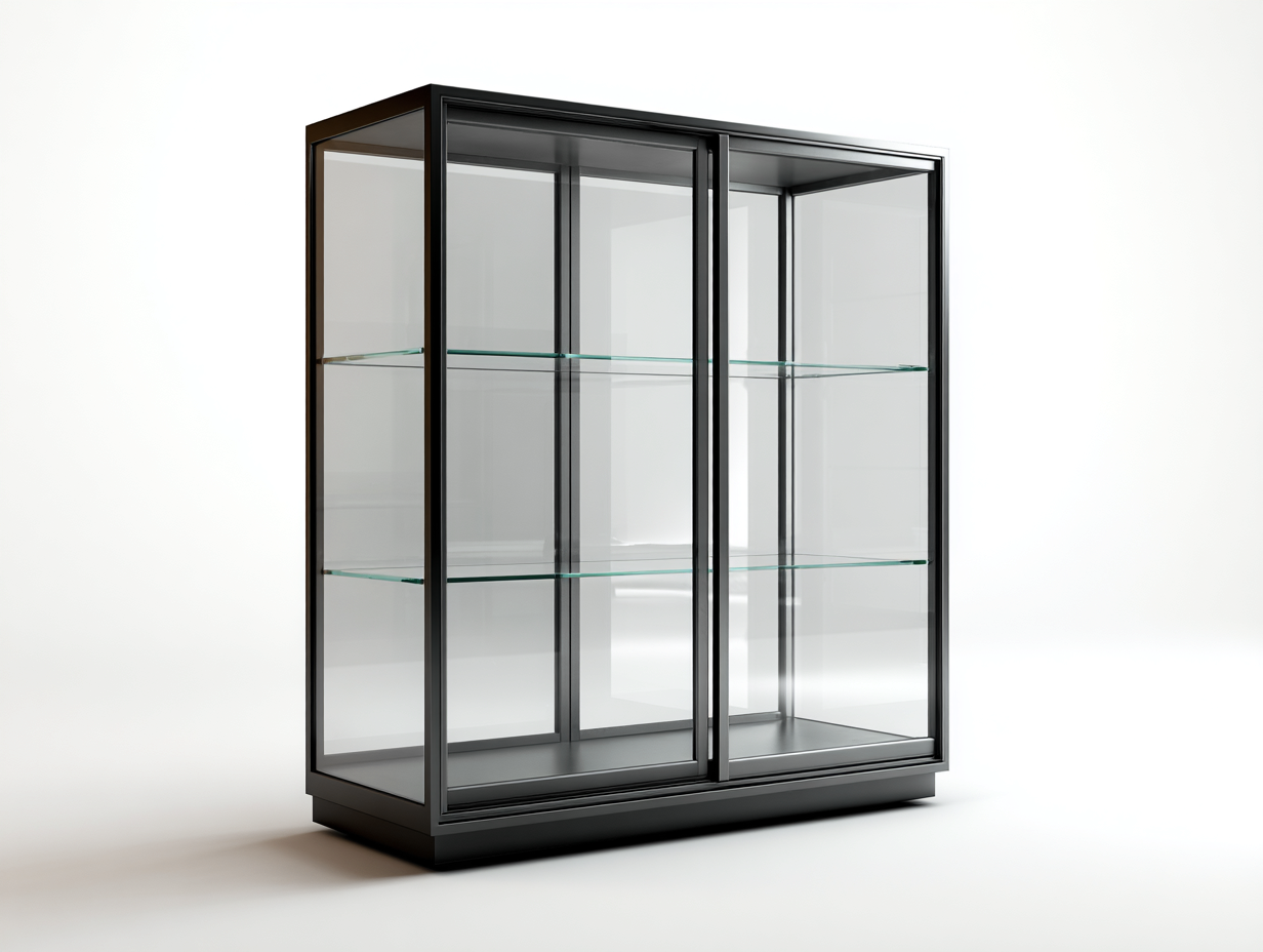Vitrinen Glas Metallrahmen 120x45x100 cm - Schwarz - Modernes Design geeignet für Esszimmer-Roomgobay
