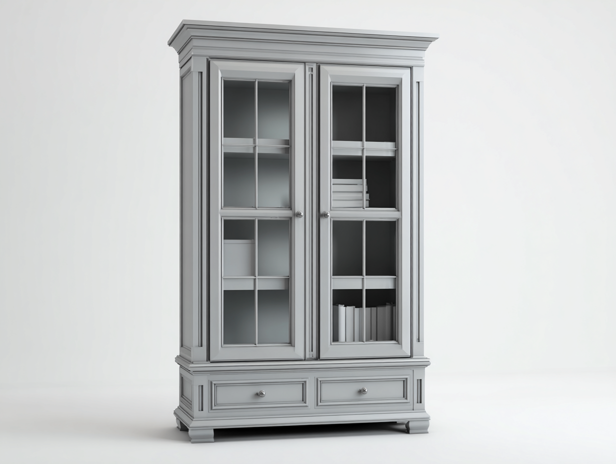 Vitrinen Holz Glas 110x45x190 cm - Grau - Klassisches Design für Esszimmer-Roomgobay