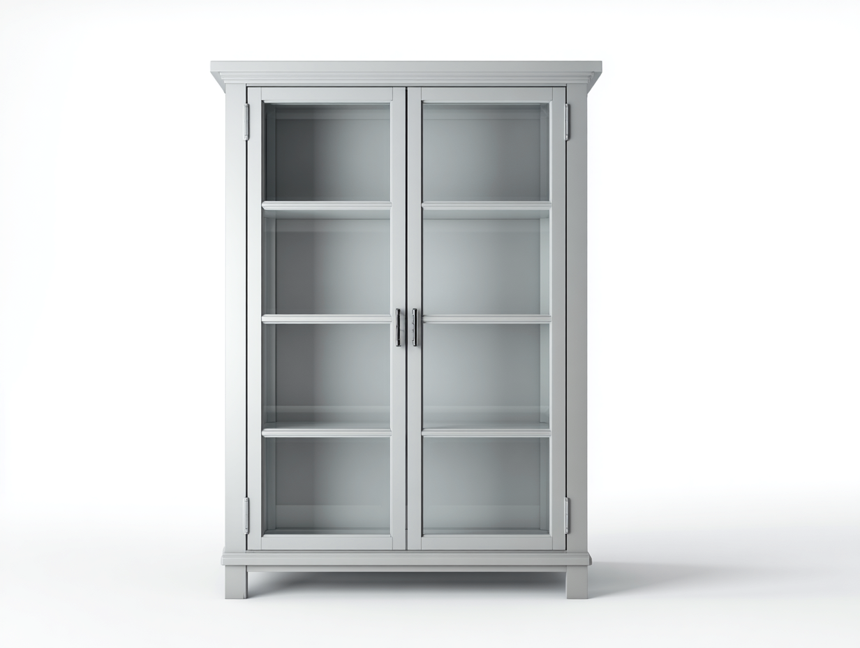 Vitrinen Holz Glas 110x42x190 cm - Grau - Klassisches Design geeignet für Esszimmer-Roomgobay