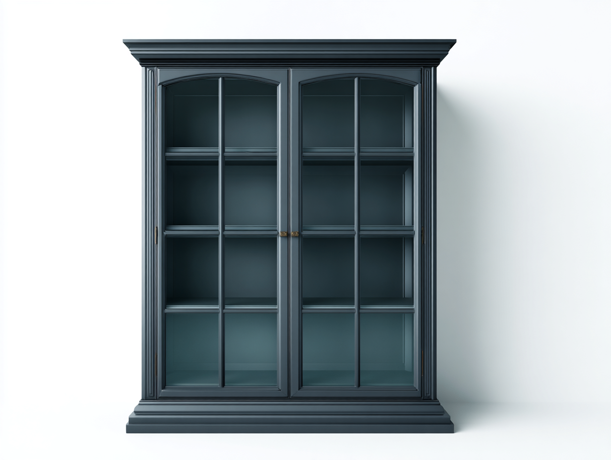 Vitrinen Holz Glas 130x48x210 cm - Blau - Klassisches Design geeignet für Esszimmer-Roomgobay