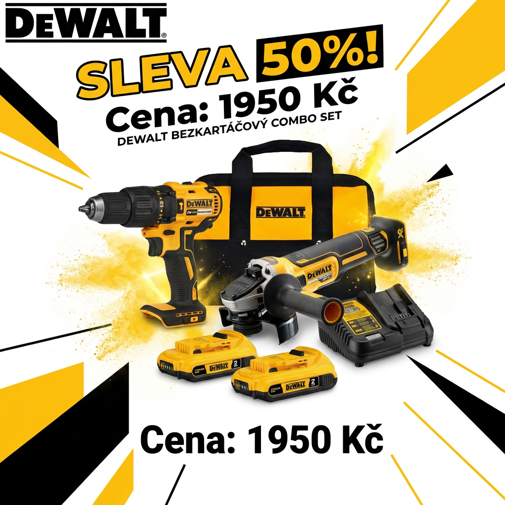 [Časově omezený bleskový výprodej] Získejte sadu úhlové brusky a vrtačky DEWALT Centennial za šokujících 1 950 Kč! Ušetřených 1 950 Kč vám stačí ke koupi dalšího nářadí. Zbývá už jen 300 sad, do vyprodání zásob! Klikněte nyní a vylepšete si svůj profesi