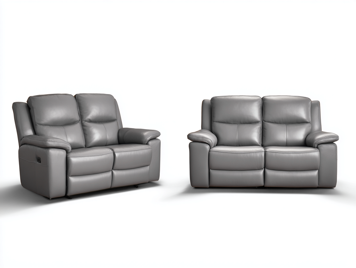 Relaxsofa Sets Kunstleder Grau 175x95x102 cm - Doppeltes Zweisitzer Relaxsofa Set Modernes Wohnzimmer Design-Homigetyard