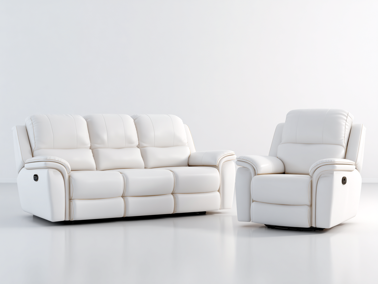 Relaxsofa Sets Kunstleder Weiß 225x95x102 cm - Komfortables Relaxsofa Set Modernes Wohnzimmer Design-Homigetyard