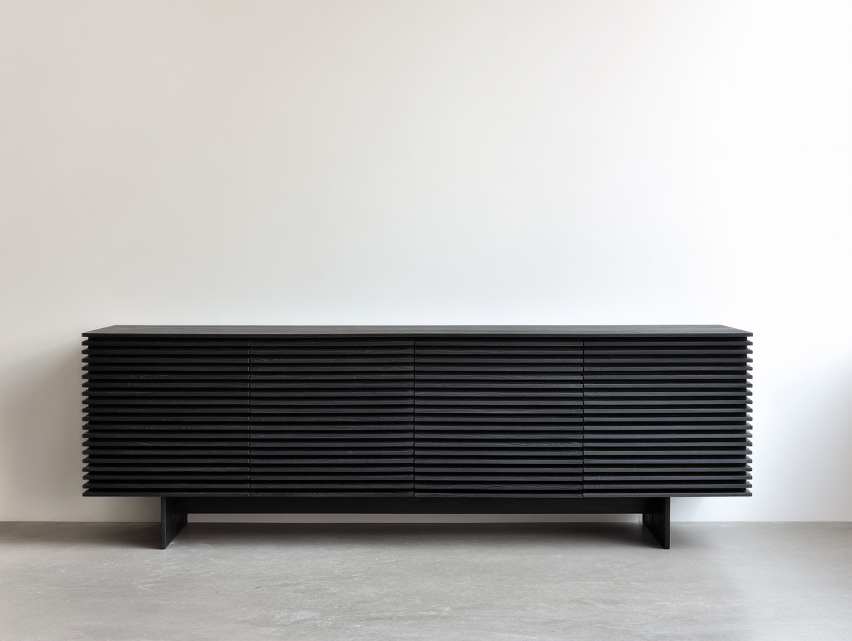 Dielenschränke Holz Schwarz 200x45x70 cm - Modernes Lamellen Design für Flur und Wohnzimmer-Homigetyard