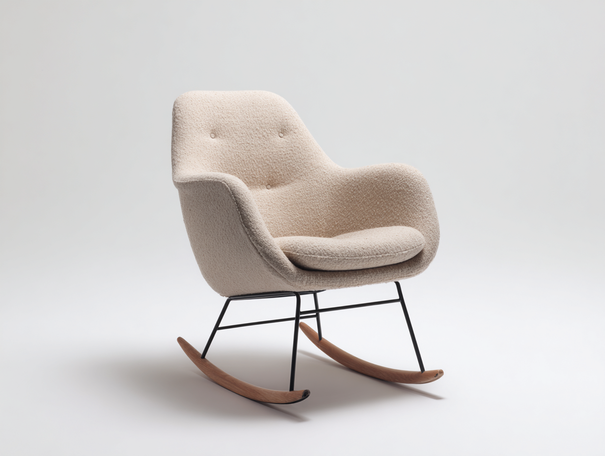 Schaukelstühle Stoff Beige Metallgestell Holz Kufen 69x86x95 cm - Geeignet für Wohnzimmer Modernes Komfort Design-Homigetyard