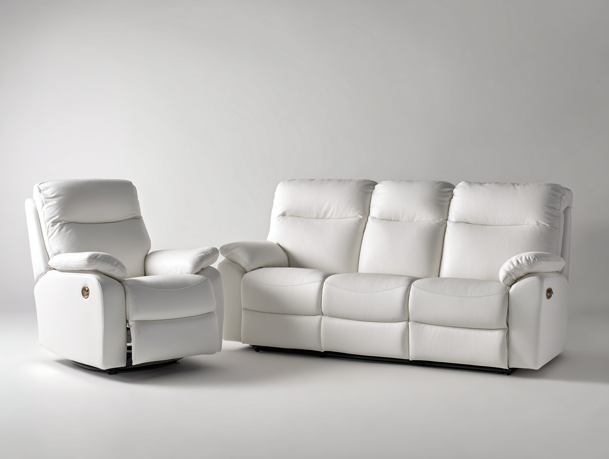 Relaxsofa Sets Kunstleder 210x95x100 cm - Weiß - Relaxfunktion für Wohnzimmer-Homigetyard