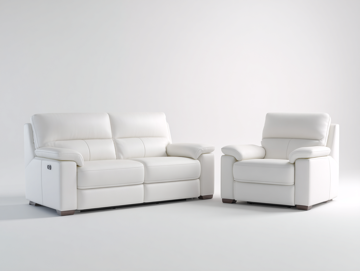 Relaxsofa Sets Kunstleder Weiß 210x95x100 cm - Elektrische Relaxfunktion Modernes Wohnzimmer Design-Homigetyard