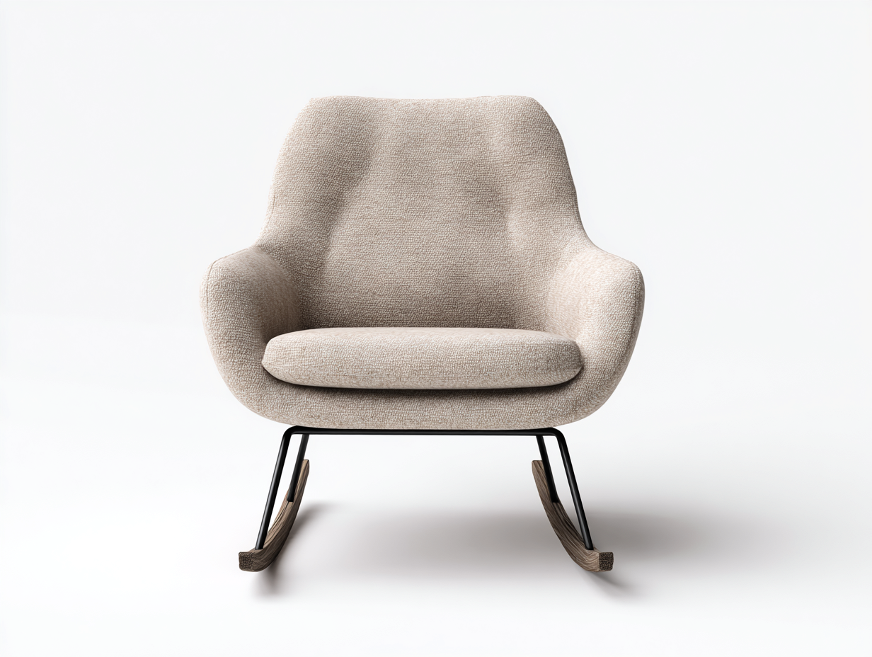 Schaukelstühle Stoff Beige Metall Holz 68x85x95 cm - Geeignet für Wohnzimmer Modernes Komfort Design-Homigetyard