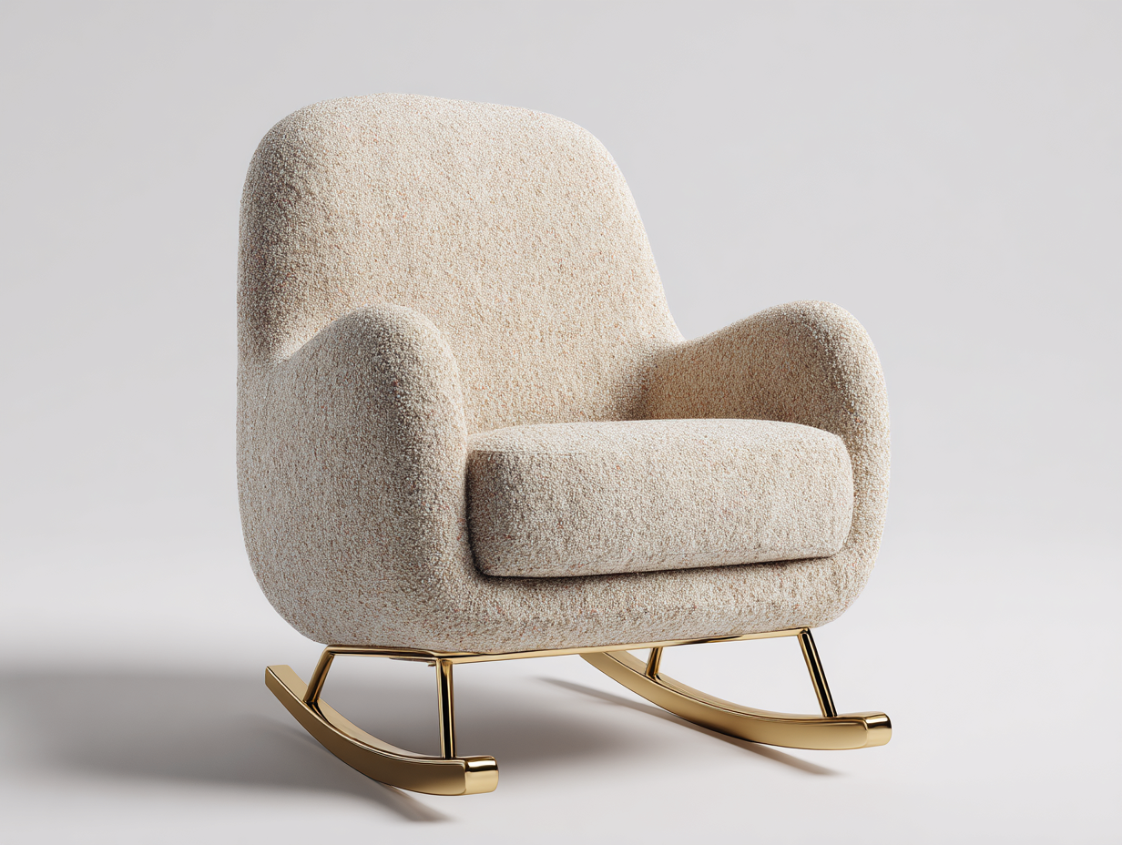 Schaukelstühle Stoff Beige Metallgestell Gold 72x90x98 cm - Geeignet für Wohnzimmer Modernes Komfort Design-Homigetyard