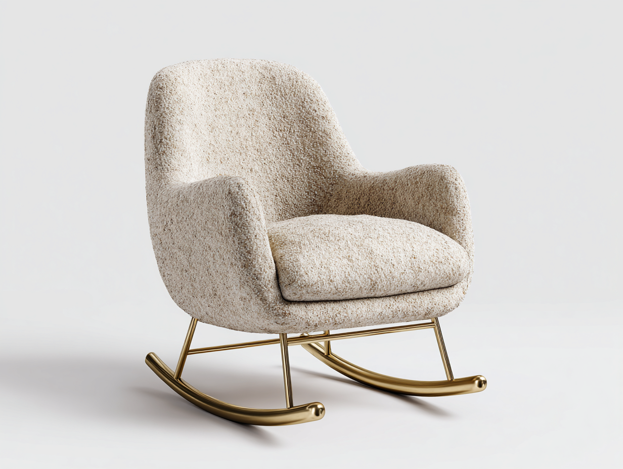 Schaukelstühle Stoff Beige Metall Gold 71x89x97 cm - Geeignet für Wohnzimmer Modernes Komfort Design-Homigetyard