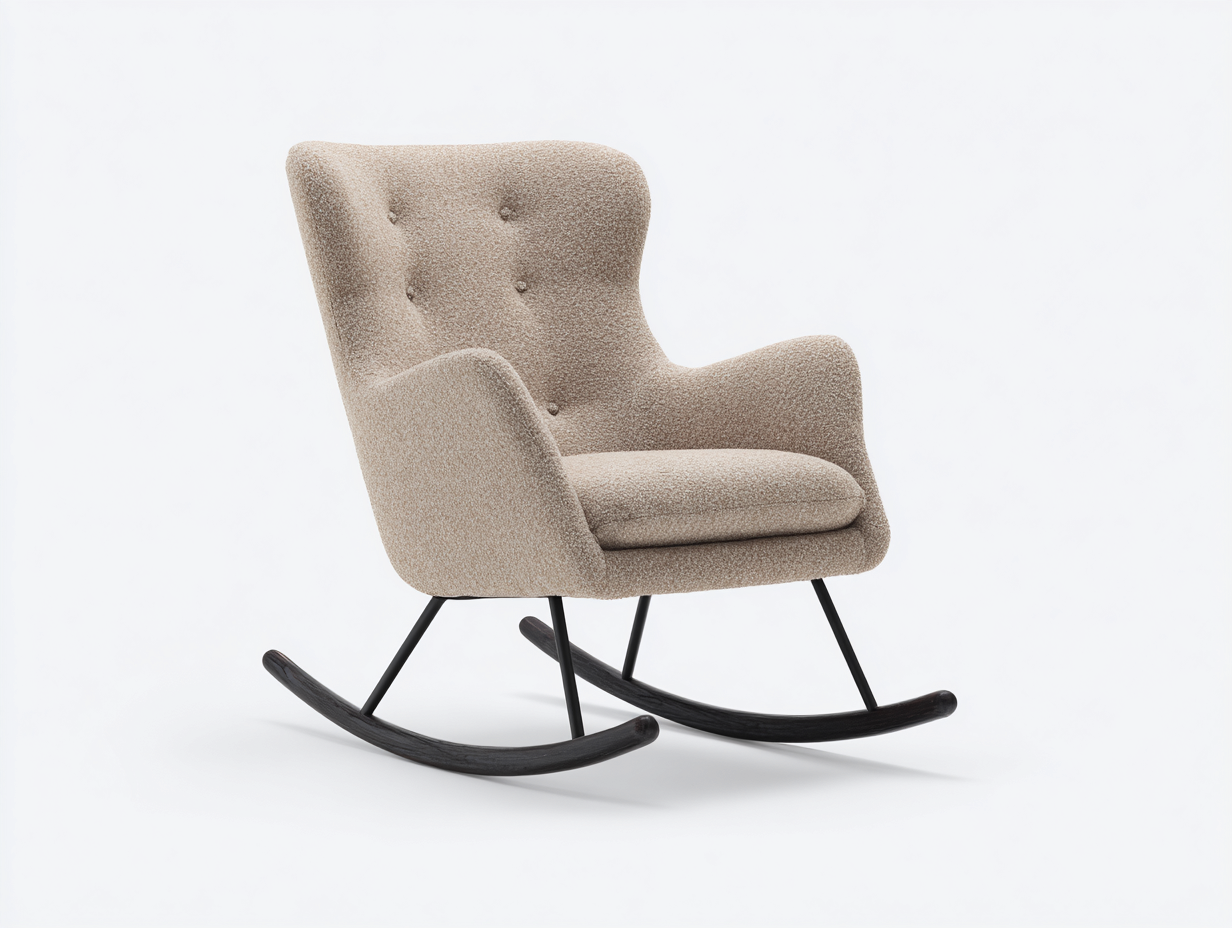 Schaukelstühle Stoff Beige Metallgestell 70x90x100 cm - Geeignet für Wohnzimmer Modernes Komfort Design-Homigetyard