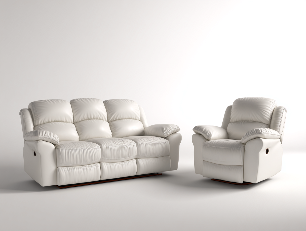 Relaxsofa Sets Kunstleder Weiß 220x95x100 cm - Komfortables Relaxsofa Set Modernes Wohnzimmer Design-Homigetyard