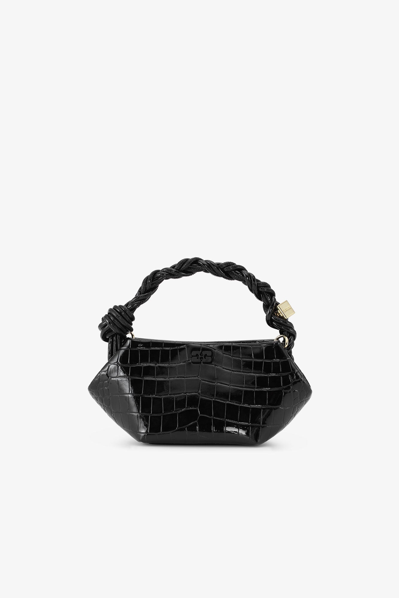 BLACK CROCO PATENT MINI