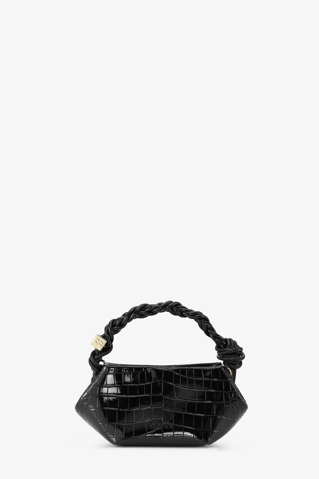BLACK CROCO PATENT MINI