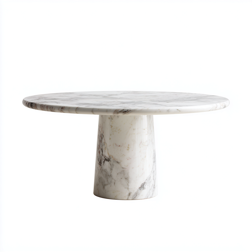 Table à manger ronde plateau effet marbre 120x120x75 cm - blanc - design contemporain pour salle à manger-Luxeuply